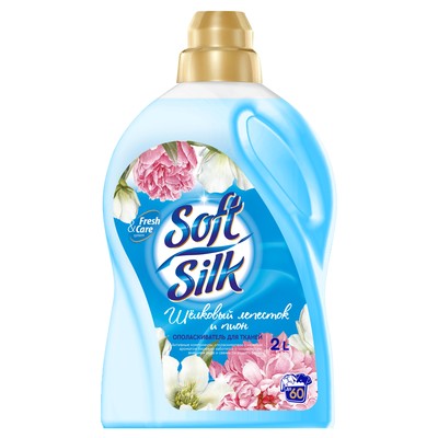 РОМАКС Soft Silk Ополаскиватель для тканей Шелковый лепесток и пион 2л синий