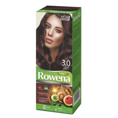 Рябина Rowena Soft Silk Стойкая крем-краска для волос тон 3.0 темный каштан